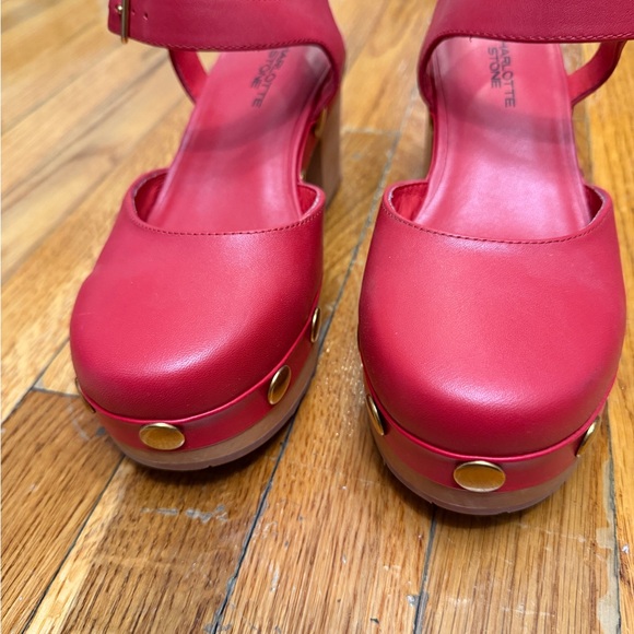 Charlotte Stone Red Leather Sandals - Picture 5 of 7
